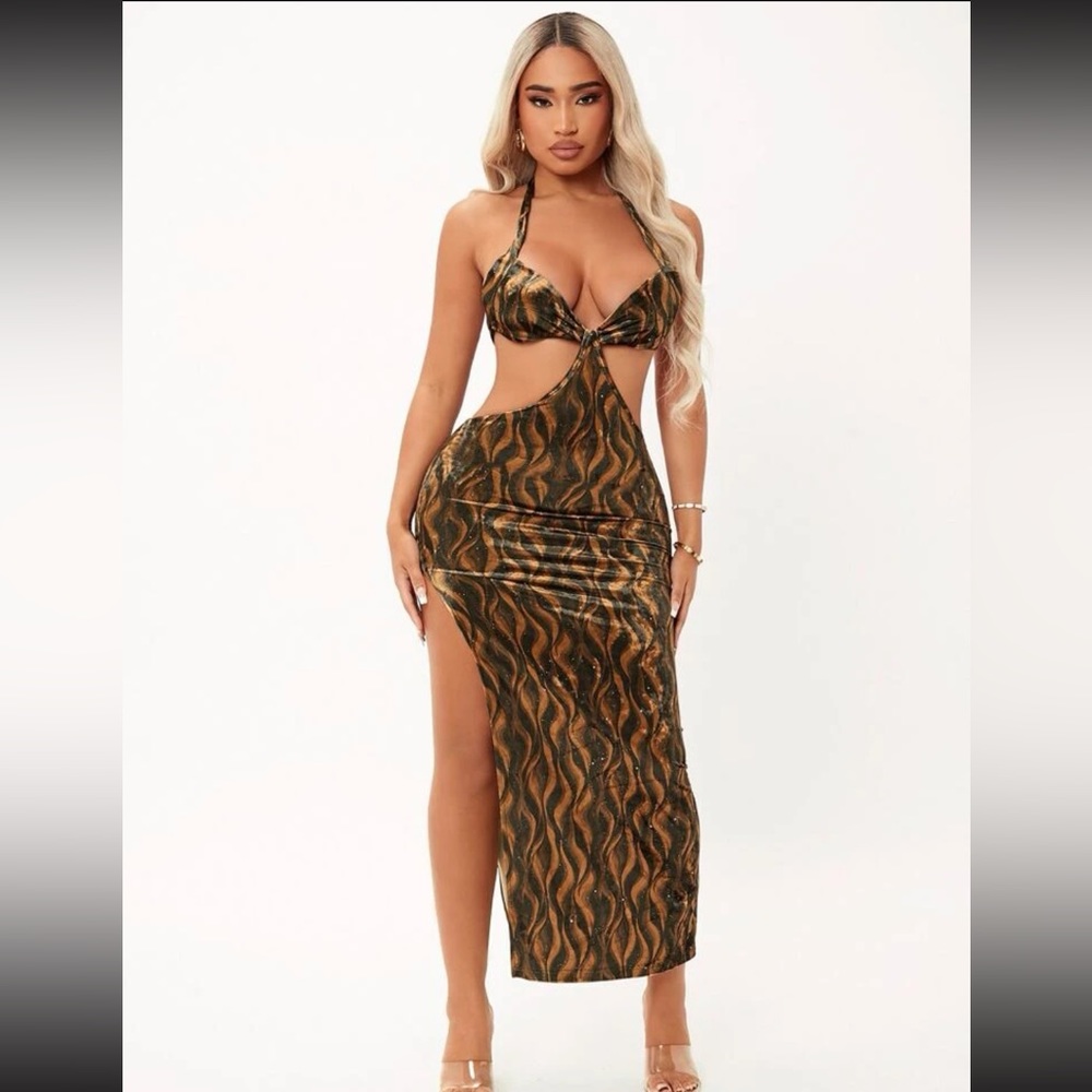 SHEIN Brown and Black Maxi Dress